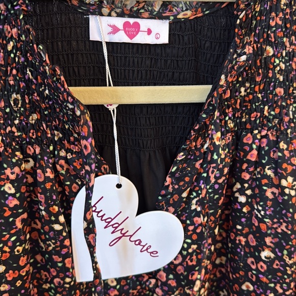 BuddyLove black floral long sleeve blouse - Picture 2 of 4